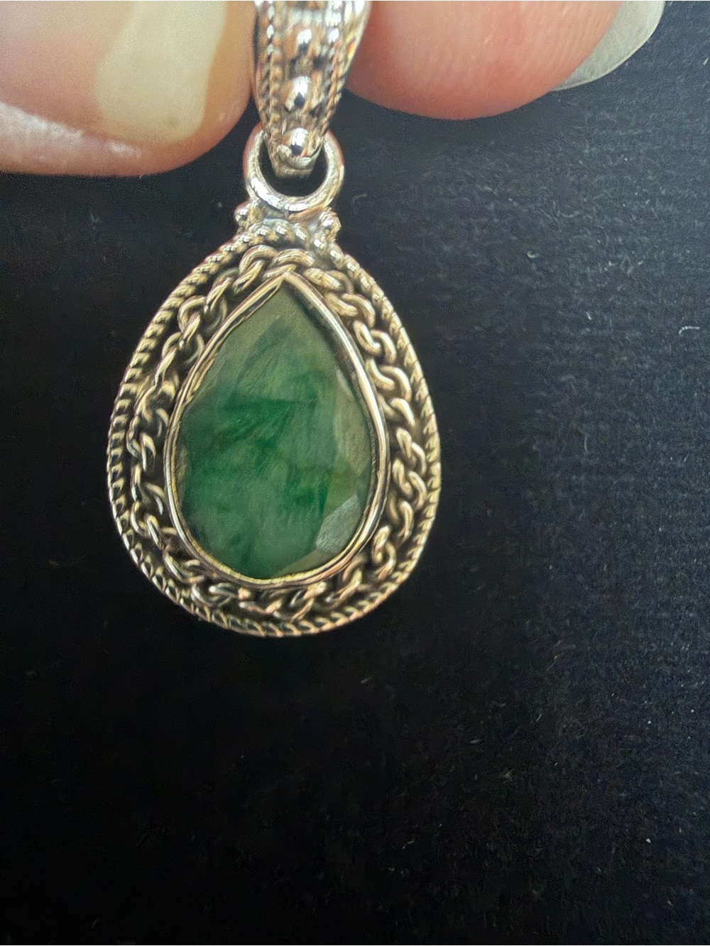 Emerald Gemstone Pendant in Sterling Silver